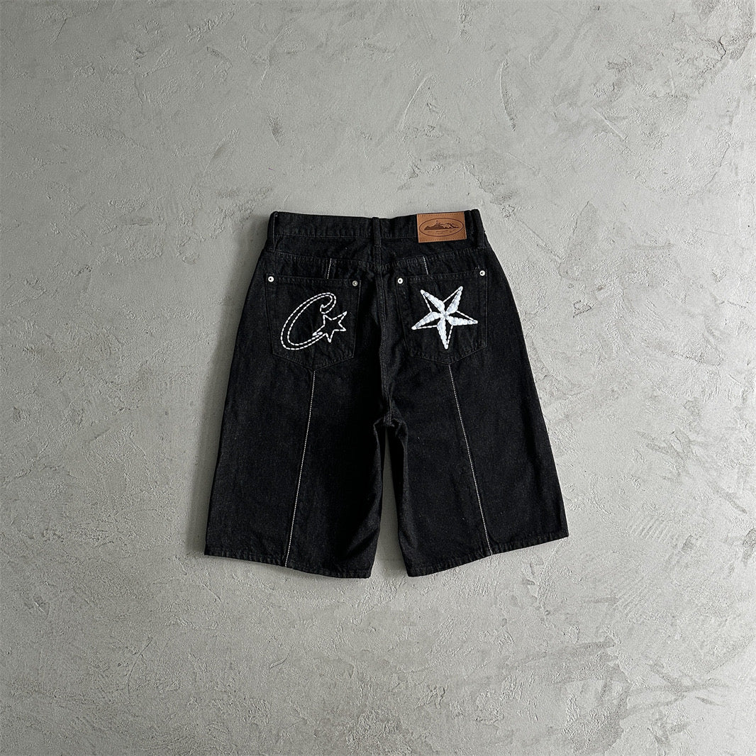 Corteiz Denim Shorts Jeans-Black