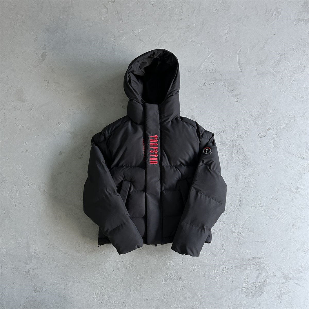Trapstar Decoded 2022 Hooded Puffer-Black/Red