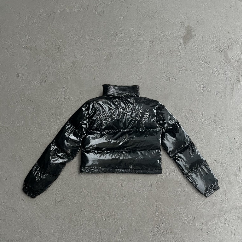 Trapstar Women's Cropped Glossy Black - Puffer Jacket