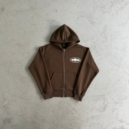 Corteiz Island Zip Brown-Tracksuit