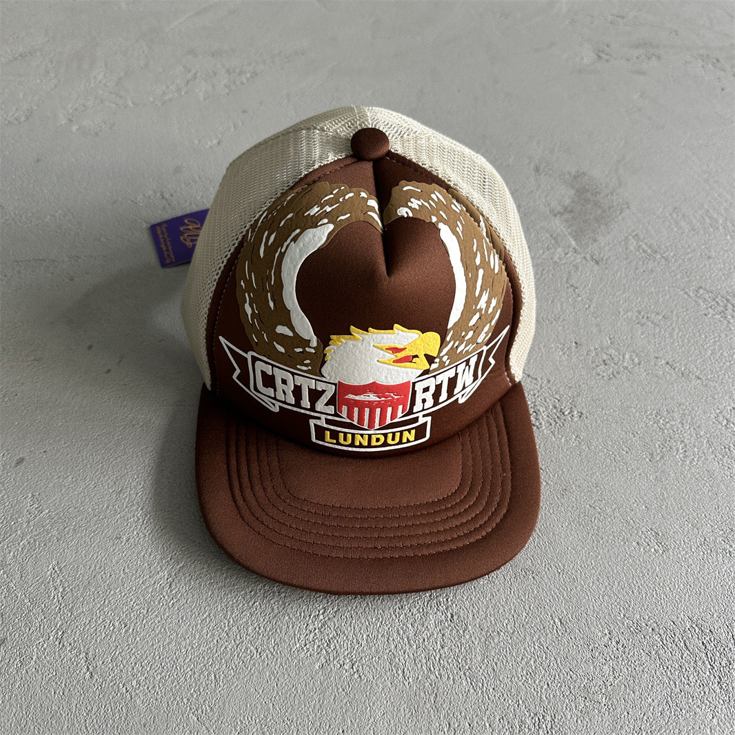 Corteiz Eagle Trucker Cap-Brown