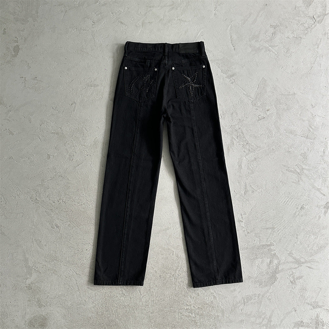 Corteiz Denim Jeans-Triple Black