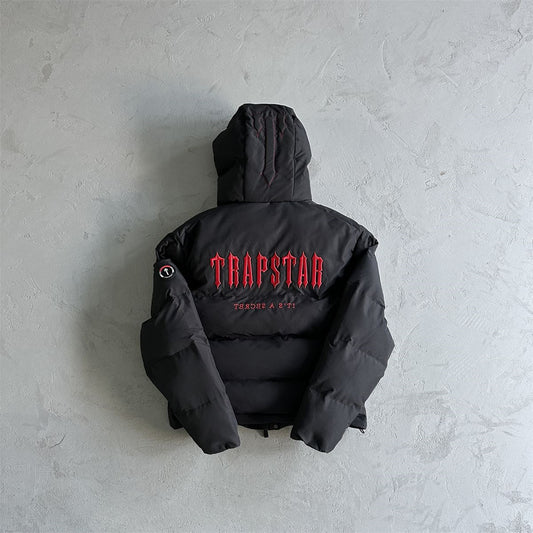 Trapstar Decoded 2022 Hooded Puffer-Black/Red