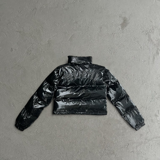 Trapstar Women's Cropped Glossy Black - Puffer Jacket
