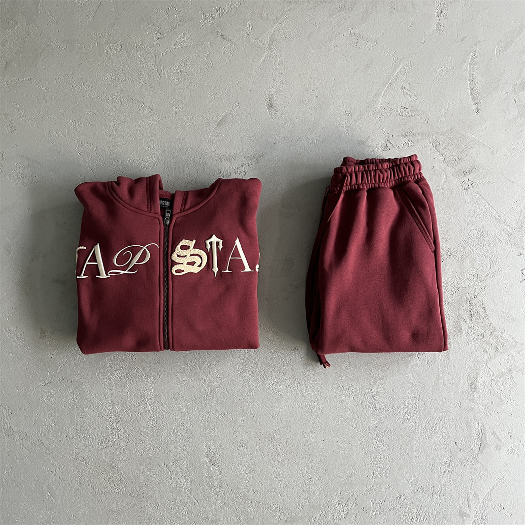 Trapstar Script Zip Through Hoodie Zinfandel-Tracksuit