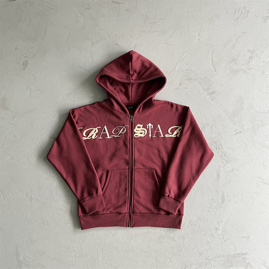 Trapstar Script Zip Through Hoodie Zinfandel-Tracksuit