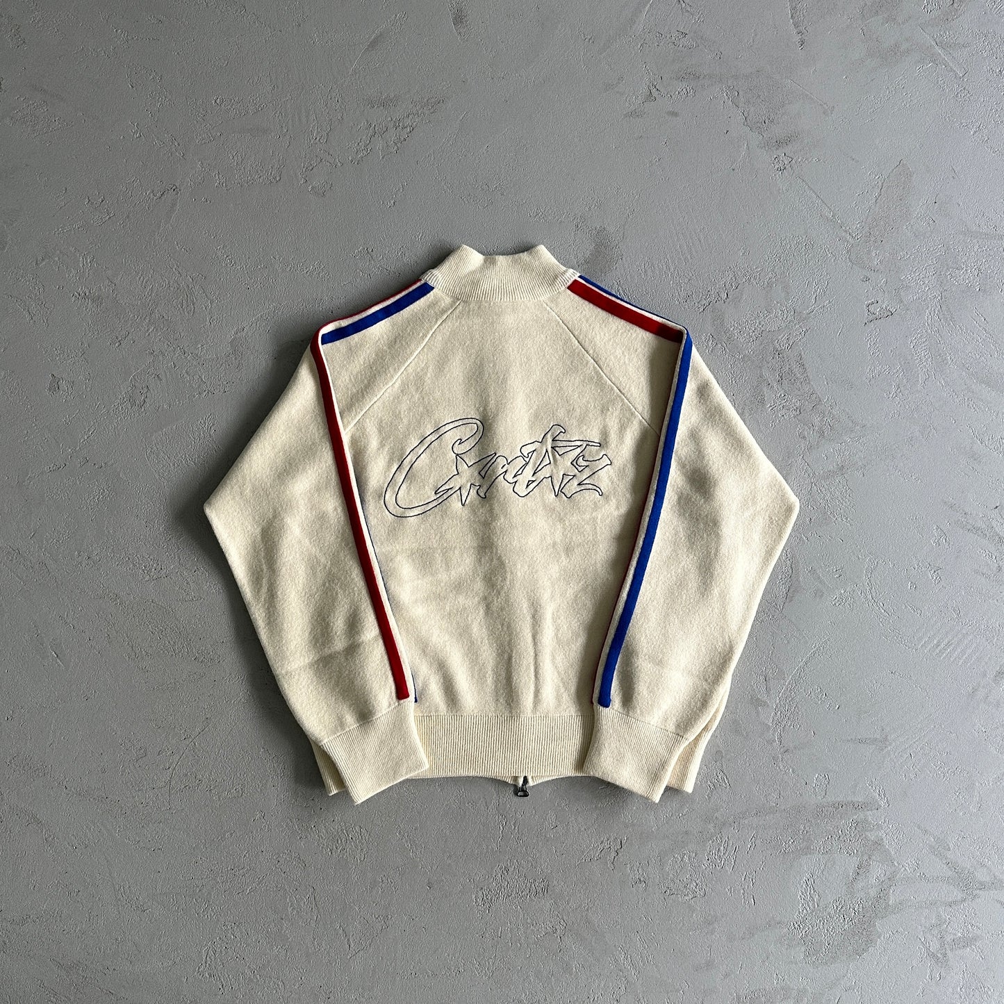 Corteiz Knit Zip Up Cream-Fleece Jacket