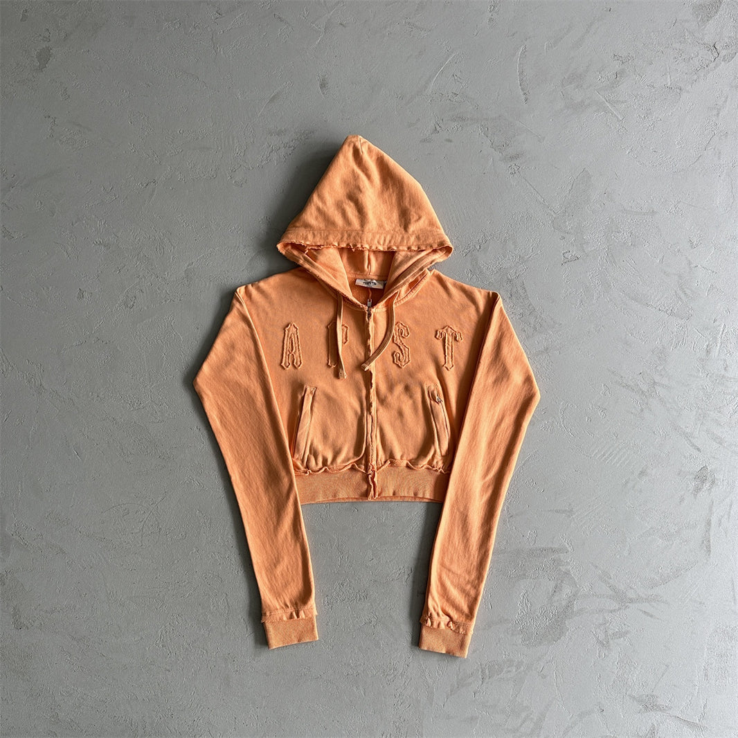 Trapstar Irongate Cropped Batwing Zip Washed Orange-Tracksuit