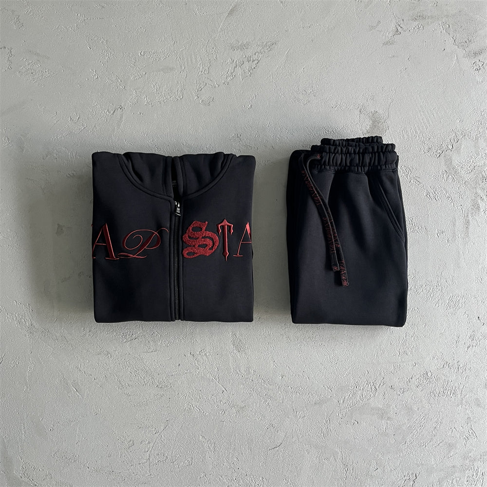 Trapstar Scrip Zip-Up Black/Zinfandel Tracksuit