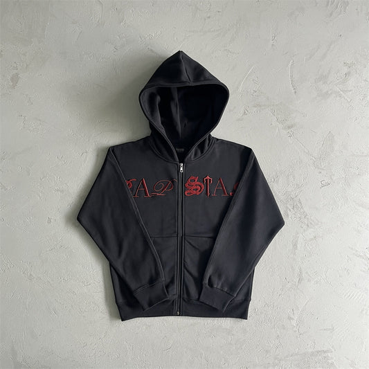 Trapstar Scrip Zip-Up Black/Zinfandel Tracksuit